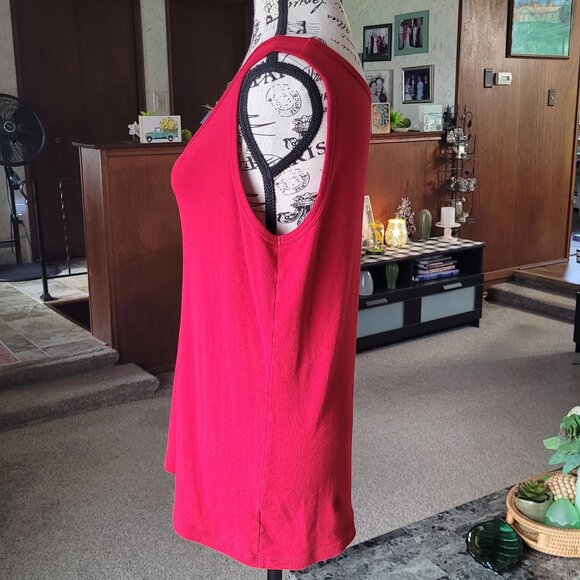 St. John's Bay US Red Flag Color Red Tank Top - Picture 15 of 16